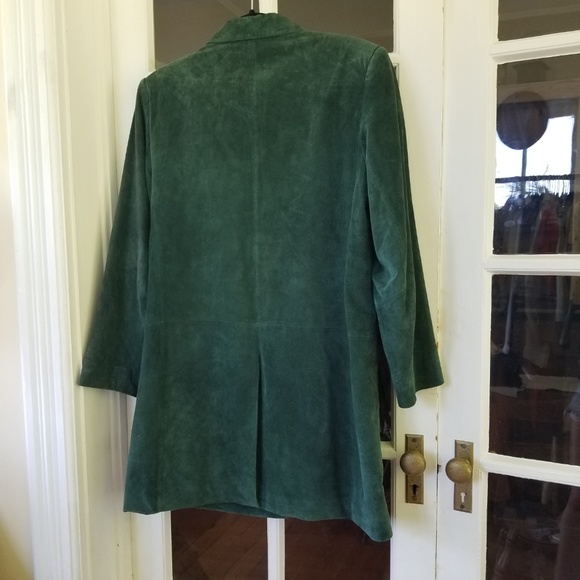 Vintage - Green Suede Long Blazer Coat - Picture 5 of 8